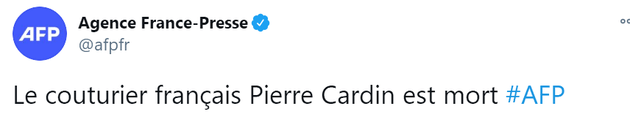 法国著名时装设计师皮尔·卡丹去世 三次获得金顶针奖