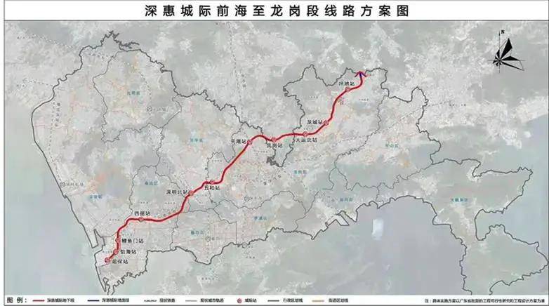 (深惠城轨 深圳段线路图)