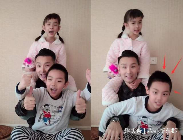 刘和刚一家五口叠罗汉唱歌闺女骑在爸爸脖子上大帅长相似父亲