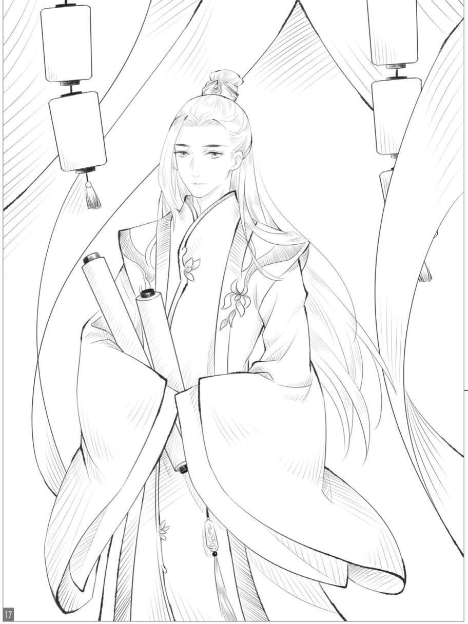 古风人物手绘线稿