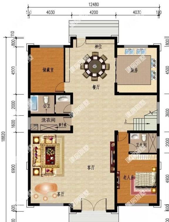 3栋面宽12-13米间的自建房,客厅都挑空设计,第三栋是豪宅