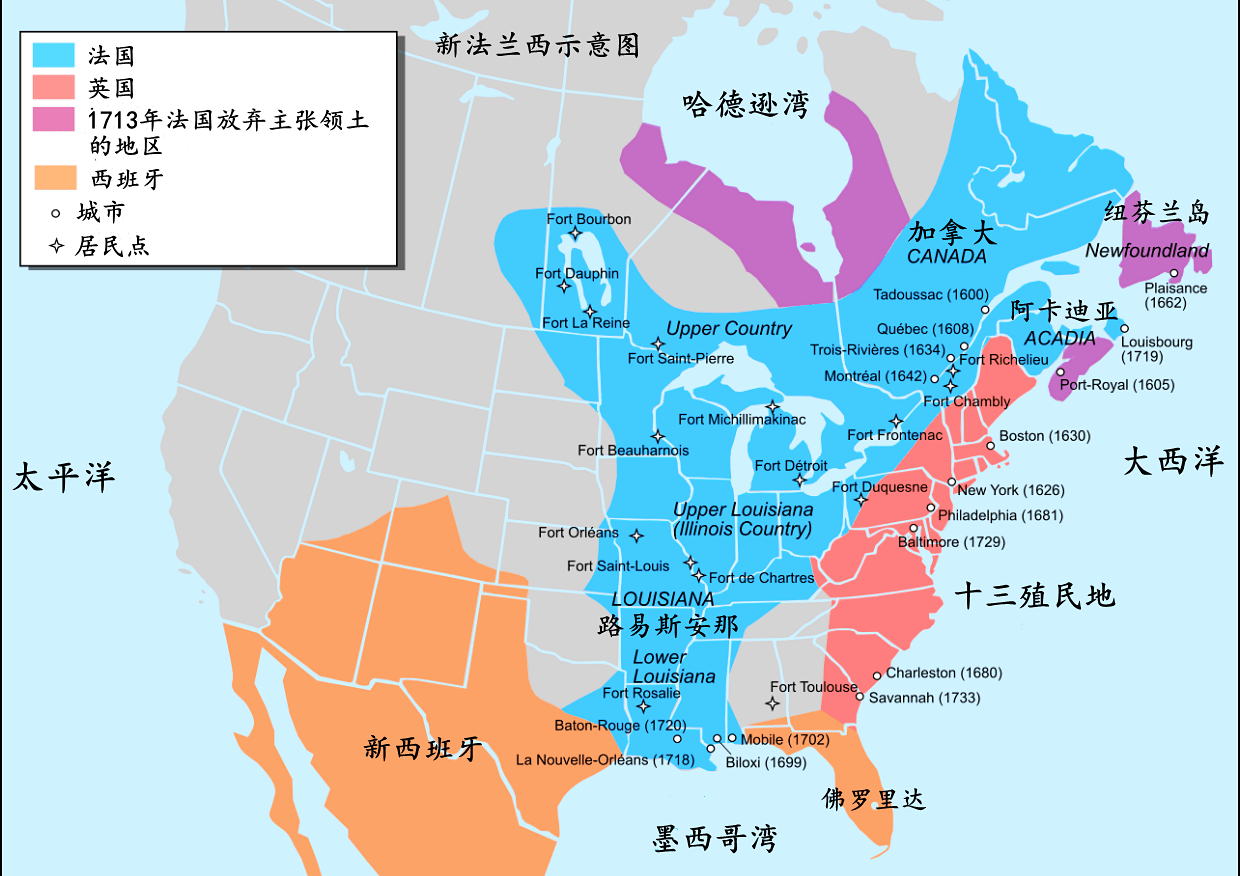 英法在北美的殖民地
