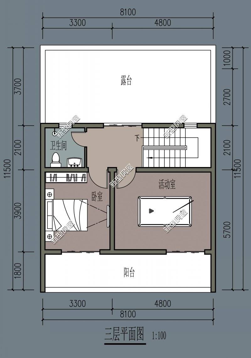 第3套:多入户门 挑出式阳台 大堂屋,8×11米托斯卡纳美宅,主体预算32