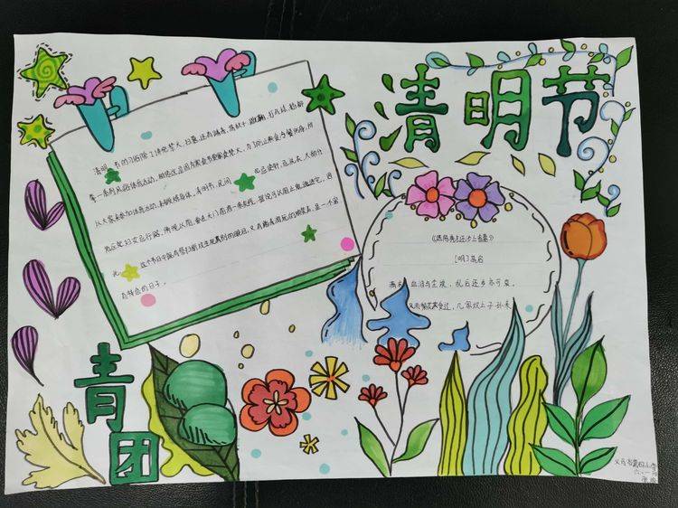 图说清明节义马市第四小学举行清明节手抄报比赛