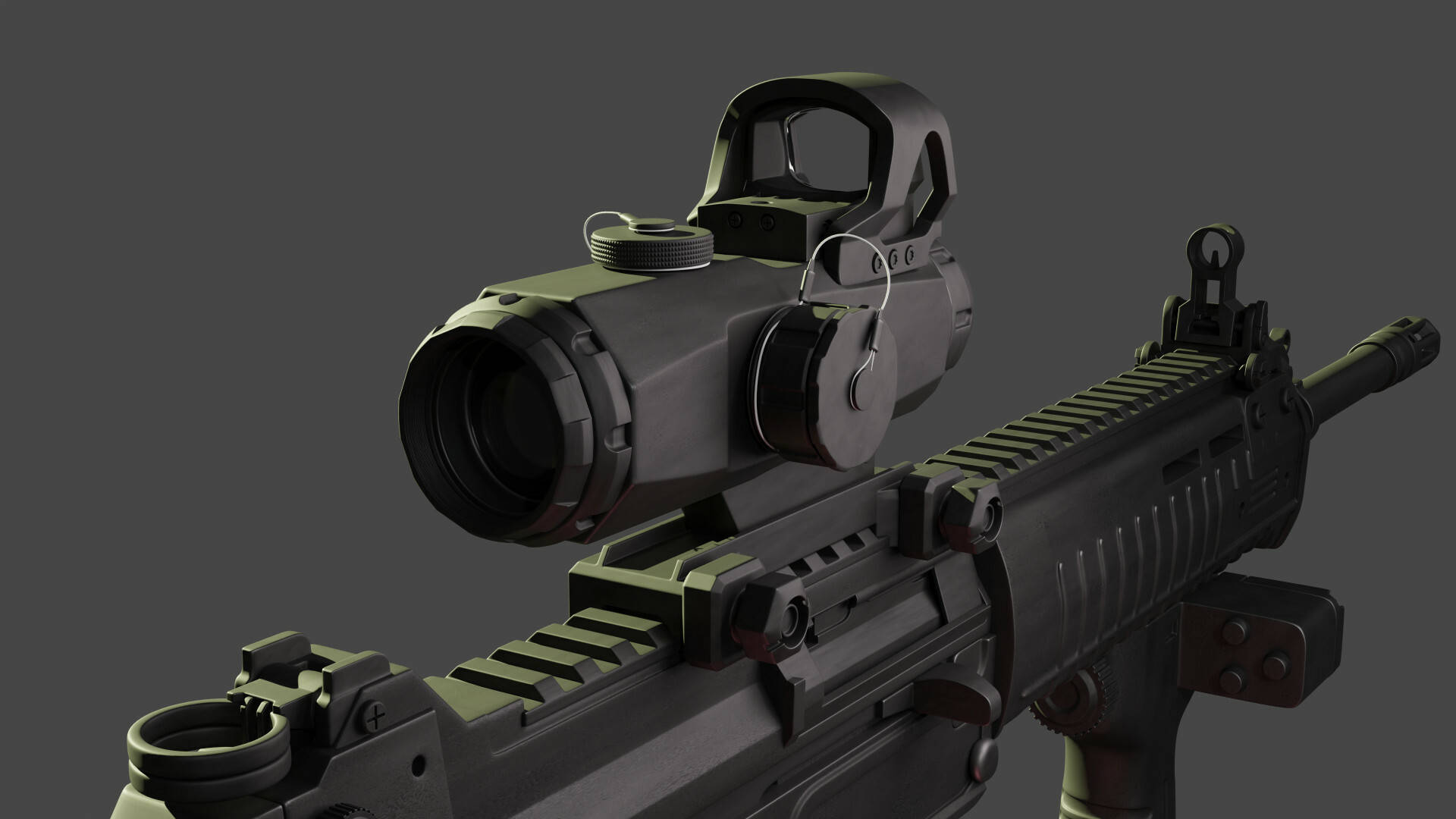 原创qbz191步枪新姿态短突枪管加超大号消音器热成像瞄镜