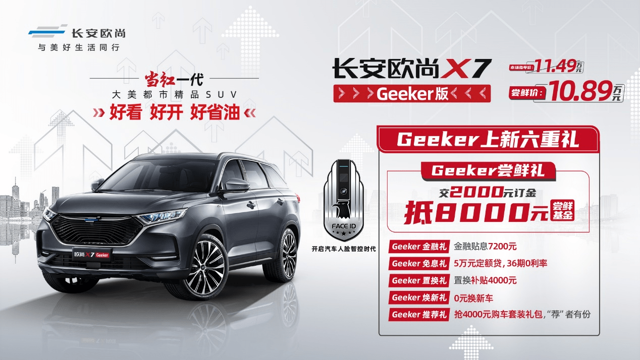 长安欧尚x7 geeker版上市,推出行业首发车内外双摄人脸智控系统