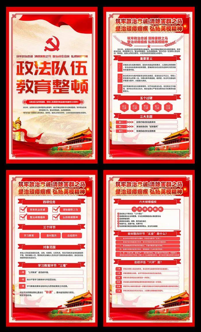 开展全国政法队伍教育整顿宣传挂图海报展板-设计鉴赏