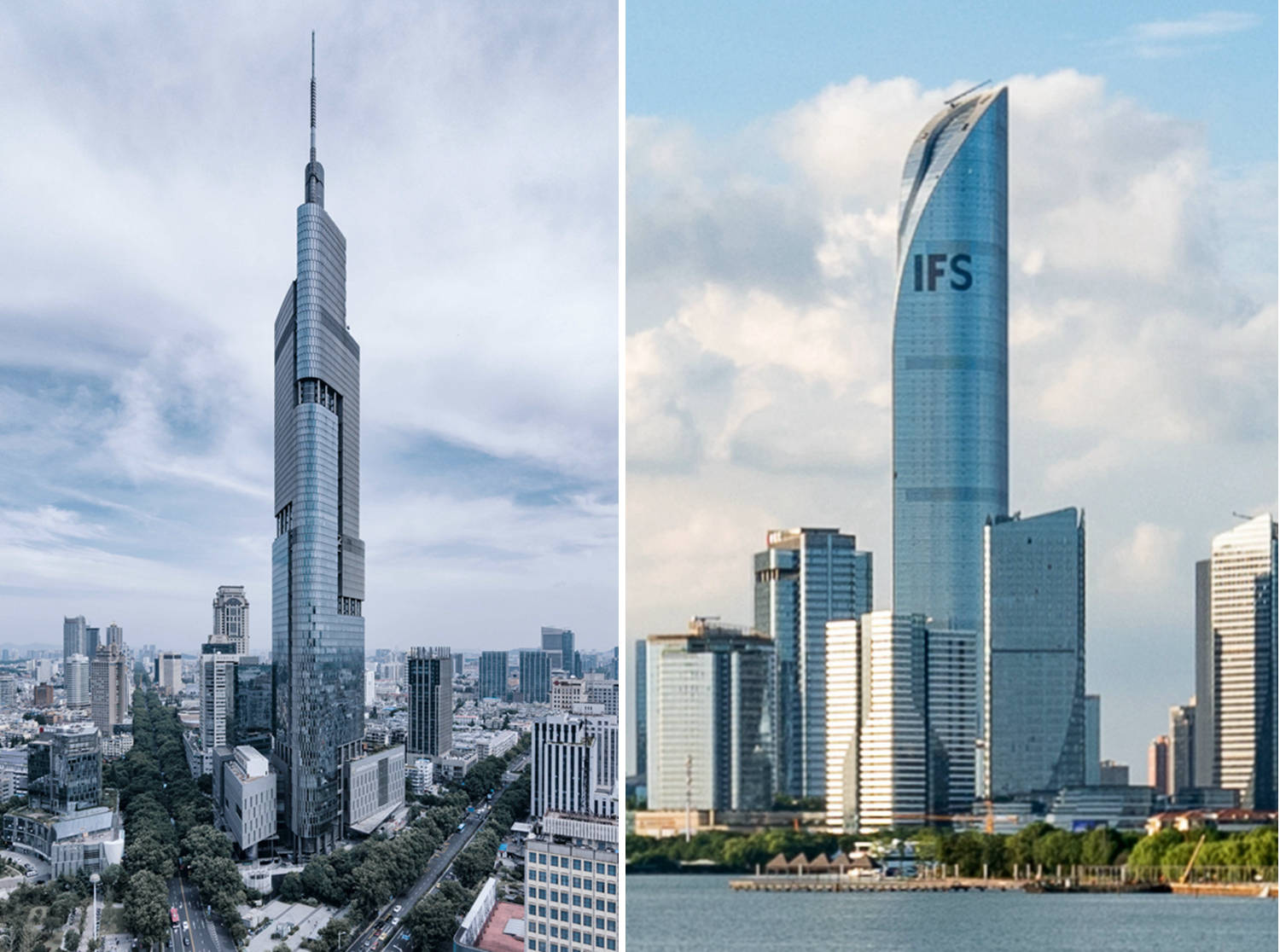 左:南京紫峰大厦,右:苏州国金中心
