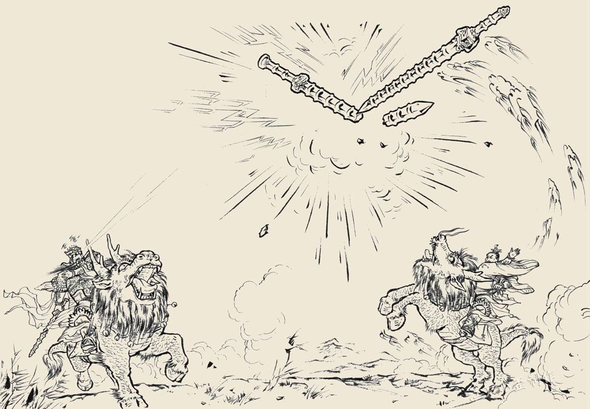 闻太师与子牙硬碰硬,雌鞭被打神鞭打成两截!