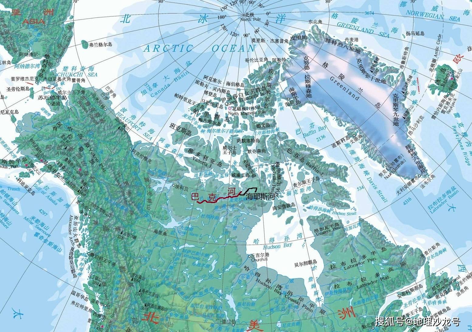 加拿大北极地区的巴克河和海耶斯河交汇处,形成了多彩的颜色变化_河流