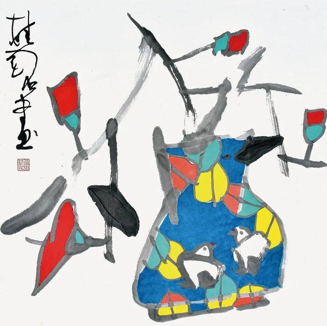 张桂铭《花瓶》68×68cm 中国画