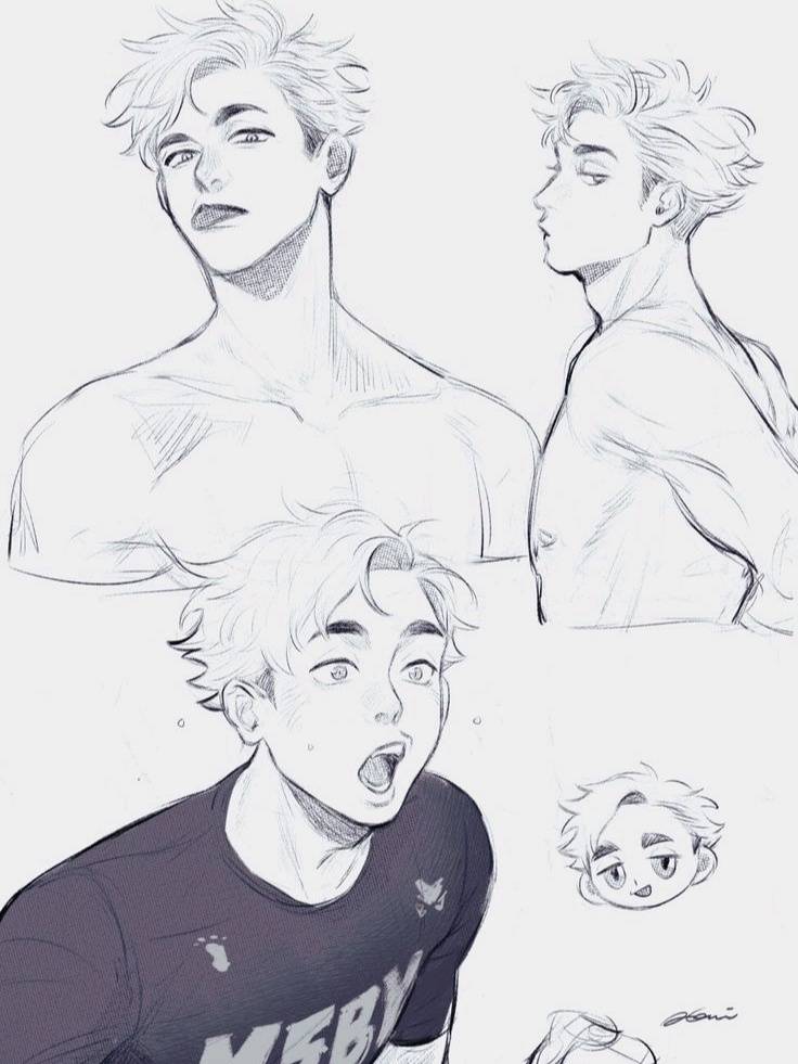 【素材】哇哦,这就是动漫男神的线稿嘛_男生