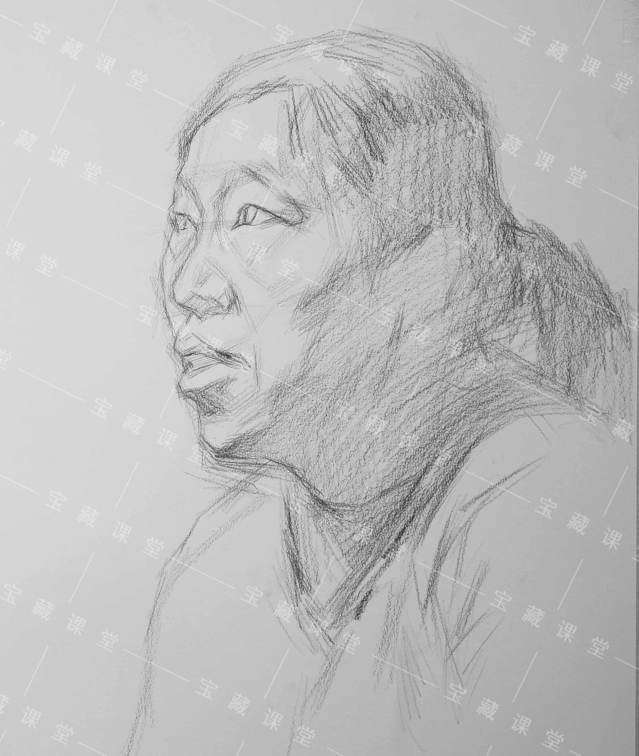 女老年素描头像课程训练分享(附视频) 宝藏美术网校