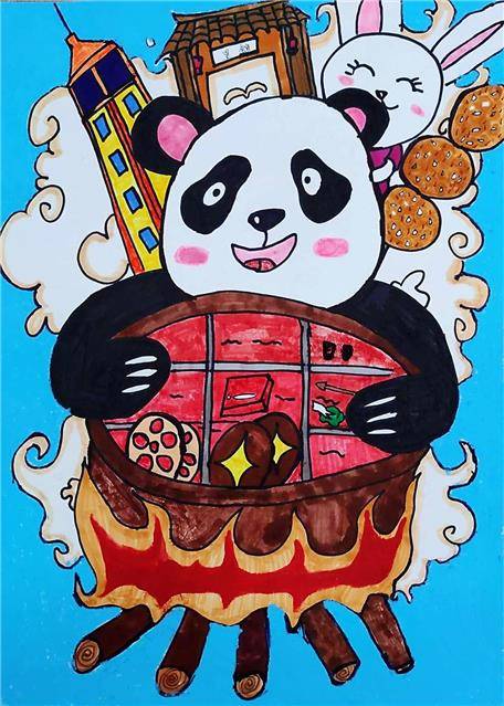 方紫娴《大熊猫在吃火锅》