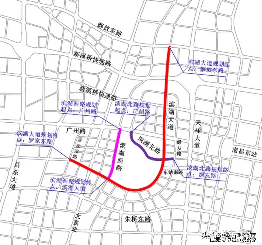 南昌东站新区滨湖大道,滨湖西路,滨湖北路等一批路网规划公布