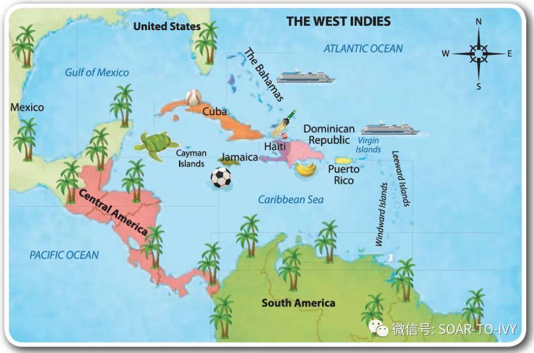 在北美洲地图上找到中美洲,西印度群岛,波多黎各,美属维尔京群岛
