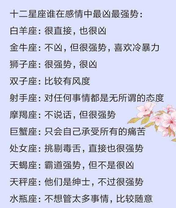 十二星座谁在感情中最凶,不能忍受别人对他做的事,感情的保鲜度