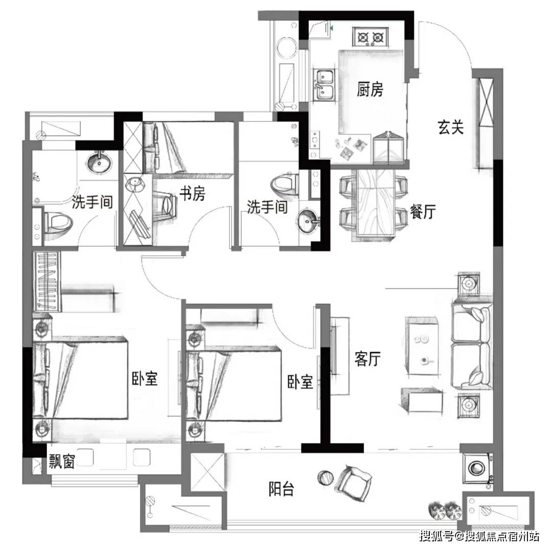 户型卖点:南北通透,3房2厅2卫,可满足一家四口或三代同堂居住需求.