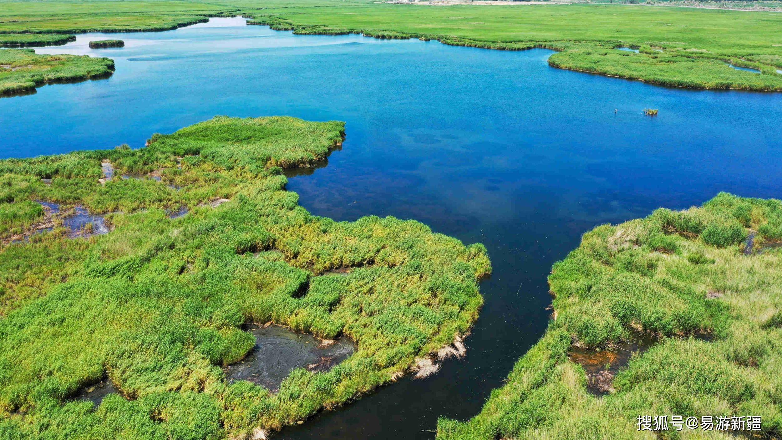 绿水青山丨新疆博斯腾湖:河道蜿蜒 绿苇丛丛