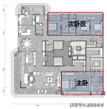 豪宅主人的居住思维 白天全家人活动在一起,但是晚上主卧和次主卧的