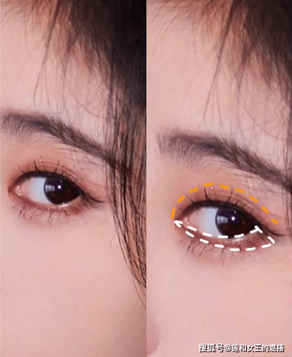基本呈倒三角状鞠婧祎的白色眼影部分02"倒三角"眼妆是不是让人看了