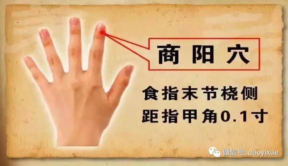 选用穴位:少商,商阳,三阴交. 手法:掐法(姆指指甲),(姆指指尖).