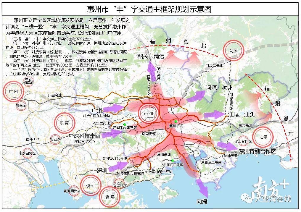 高速公路,惠州机场高速)及沿江轴线(惠州至肇庆高速公 路惠城至增城段