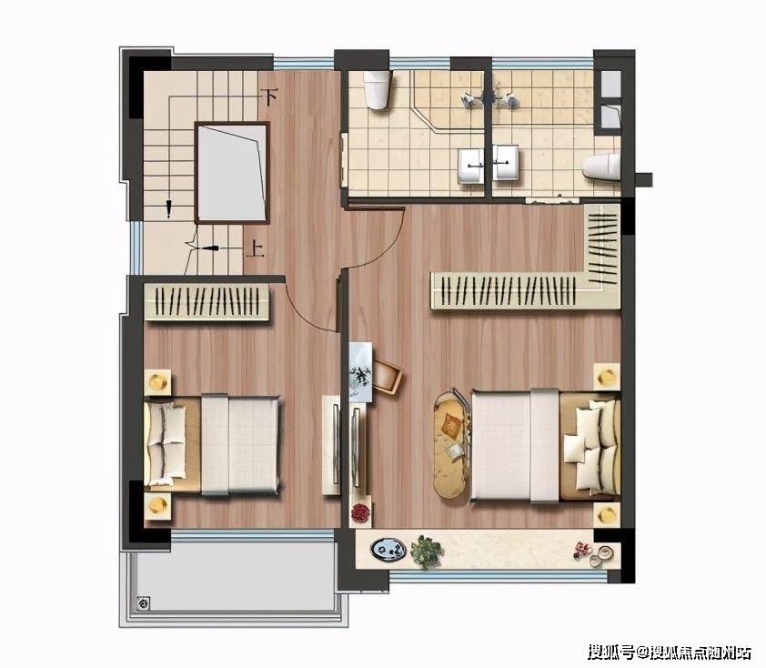 卧室外延露台 美景与阳光得以兼收并蓄 建筑面积约145㎡ 一层平面图