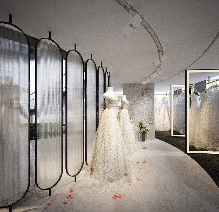 岩石婚纱店设计,灰度岩营造的高级氛围感
