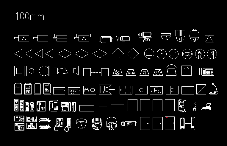 安防工程之监视器用图标安防工程之楼寓对讲图标安防工程之弱电cad图