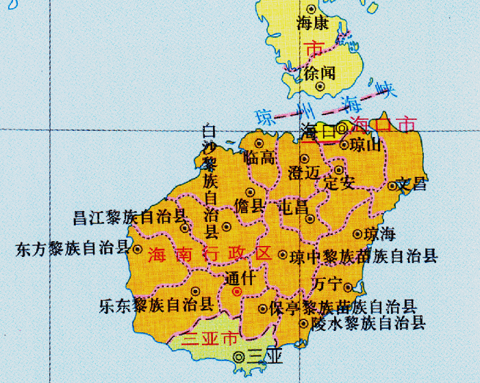 海南省的区划调整23个省份之一海南省为何有15个县