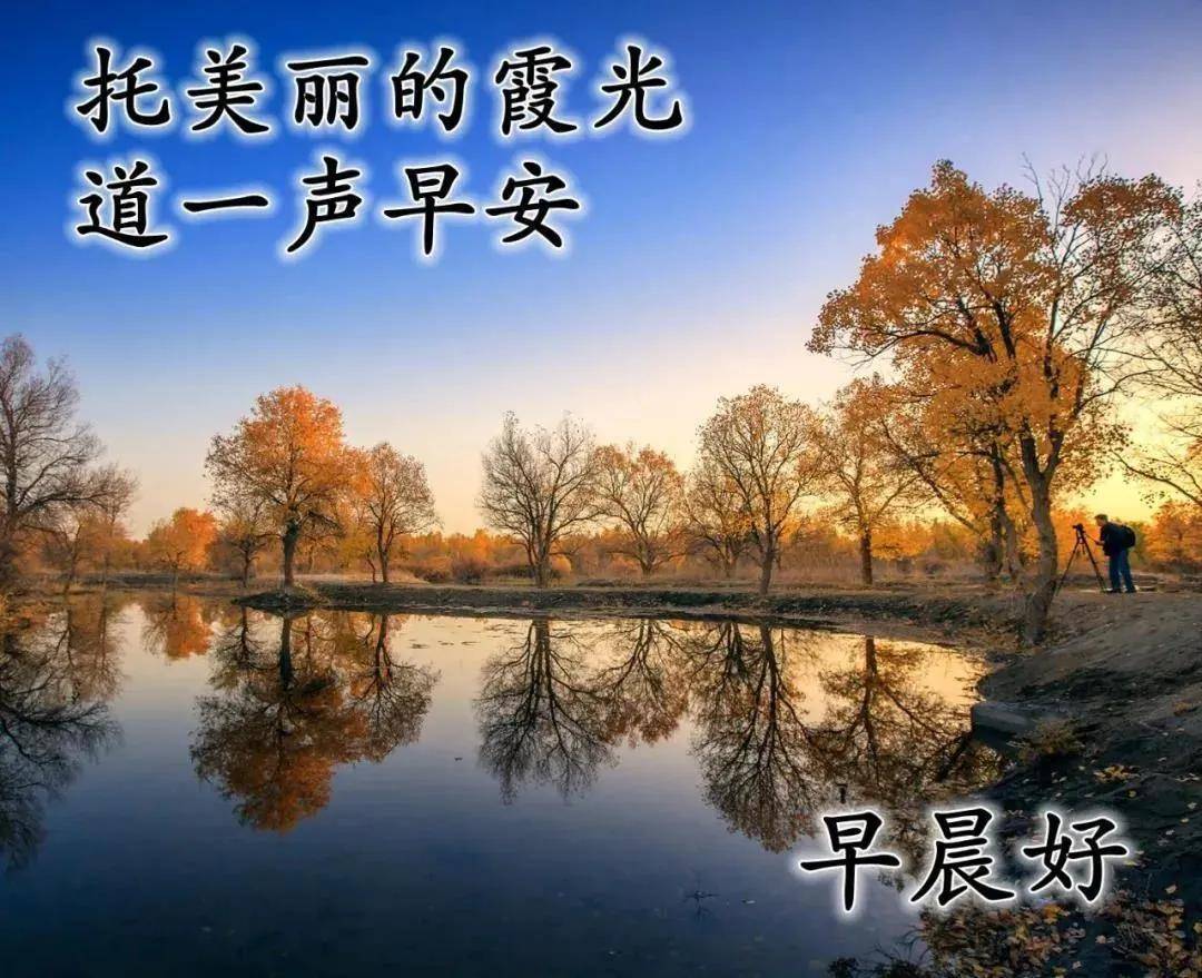 8张漂亮秋日风景早上好图片带祝福语 2021免打字聊天的早安问候祝福语