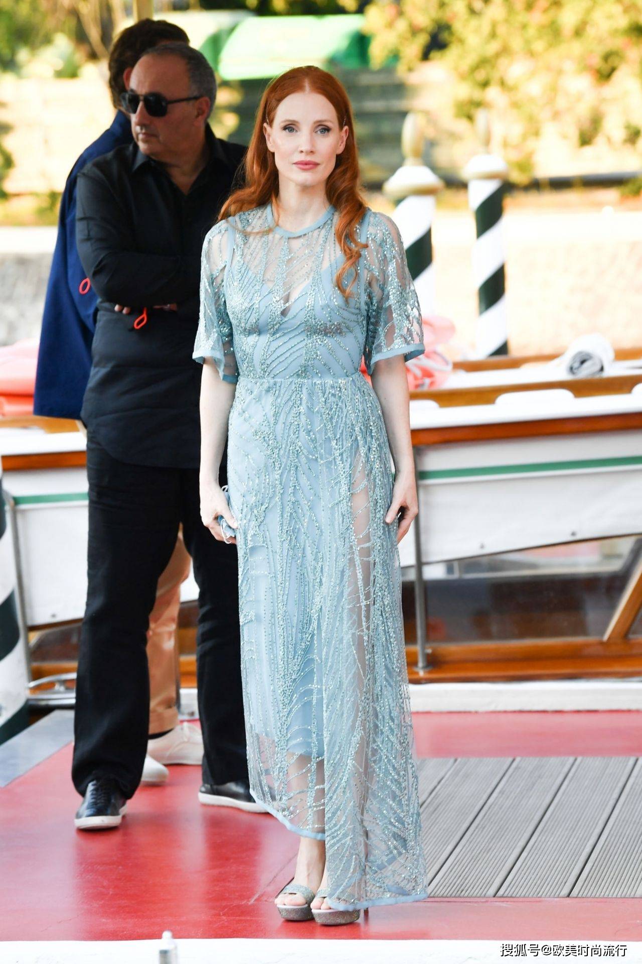 杰西卡·查斯坦(jessica chastain)抵达威尼斯怡东酒店