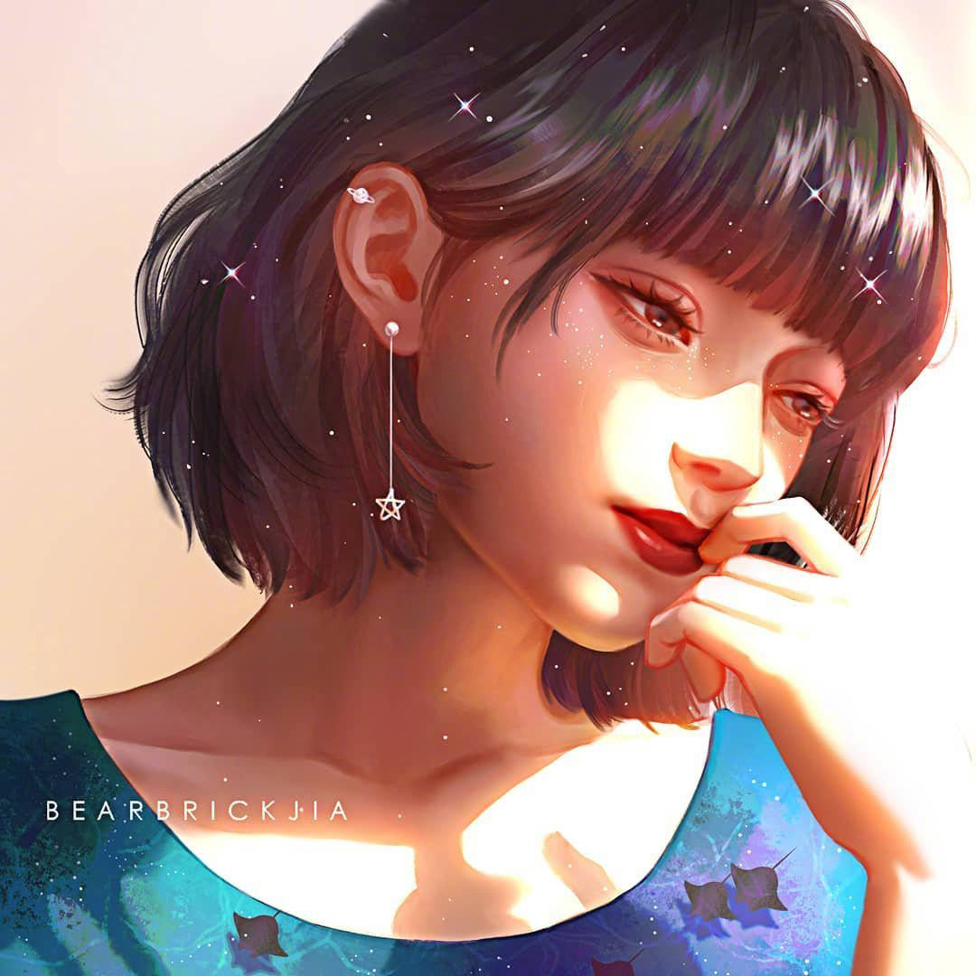 如星辰大海般的梦幻少女插画,高光亮眼配色太绝了