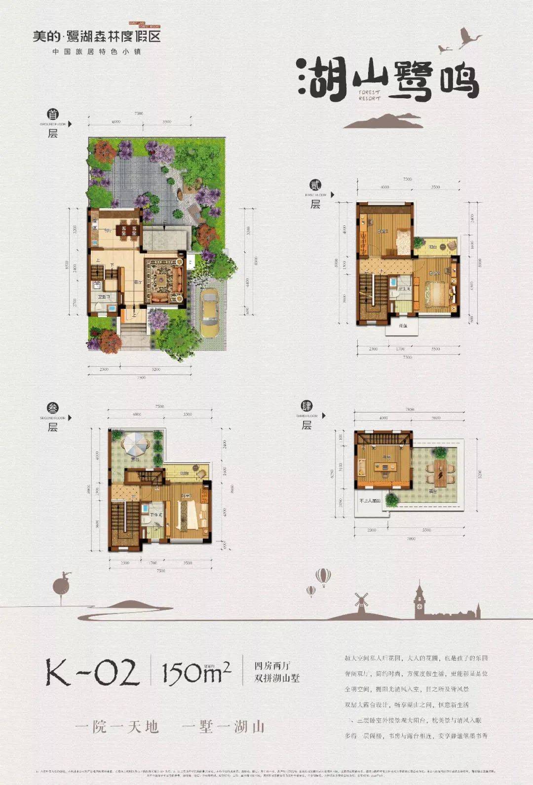 三房 售价:双拼精装别墅均价16700元/﹐,精装洋房7200元/﹐ 户型鉴赏