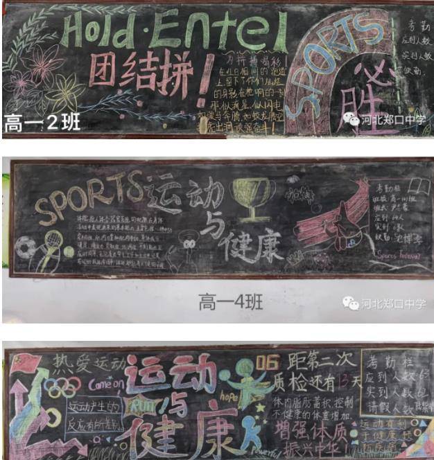 衡水市郑口中学高一a部举行"运动与健康"主题板报展
