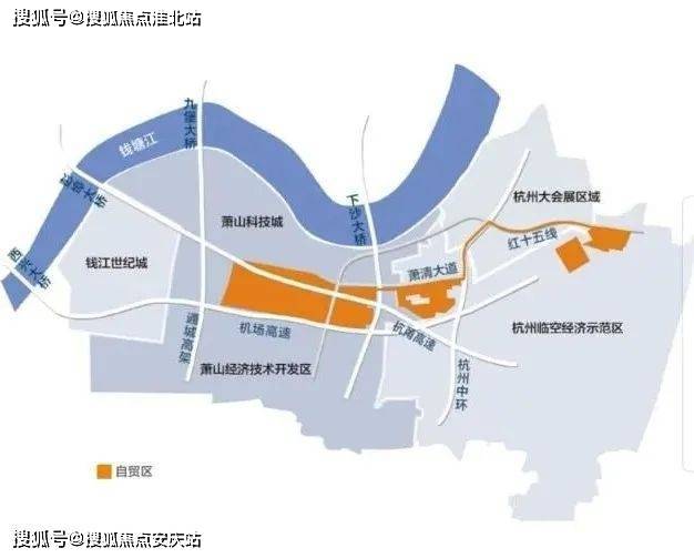 东北接钱塘区,北接大会展新城,西北是萧山科技城,西侧是萧山经济技术