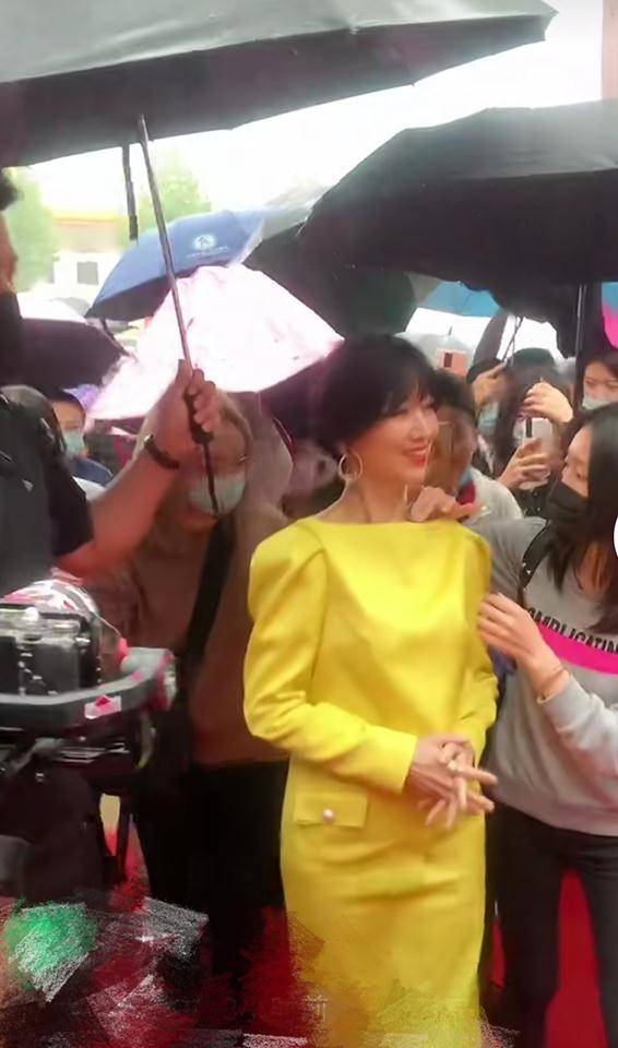 原创66岁赵雅芝现身石家庄雨中漫步获众人打伞跟儿子同框似姐弟
