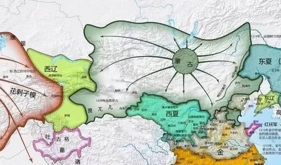 公元1218年,在灭亡西辽后,蒙古帝国与花剌子模帝国在西域接壤,随后不