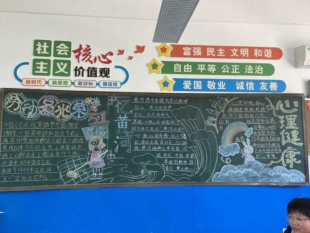 双桥小学开展"劳动节,忆黄河,心理健康日"主题黑板报评比活动_意识