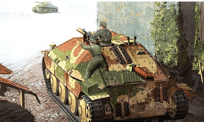 二战德军秘密装甲单位突击虎装甲连一发炮弹炸毁三辆谢尔曼坦克_三号