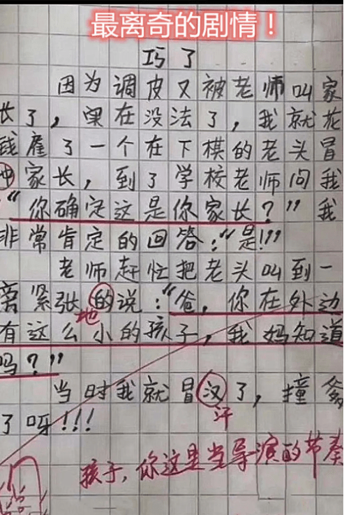 小学生奇葩“满分”作文，令老师哭笑不得，网友直言：是个人才  小学作文 第6张