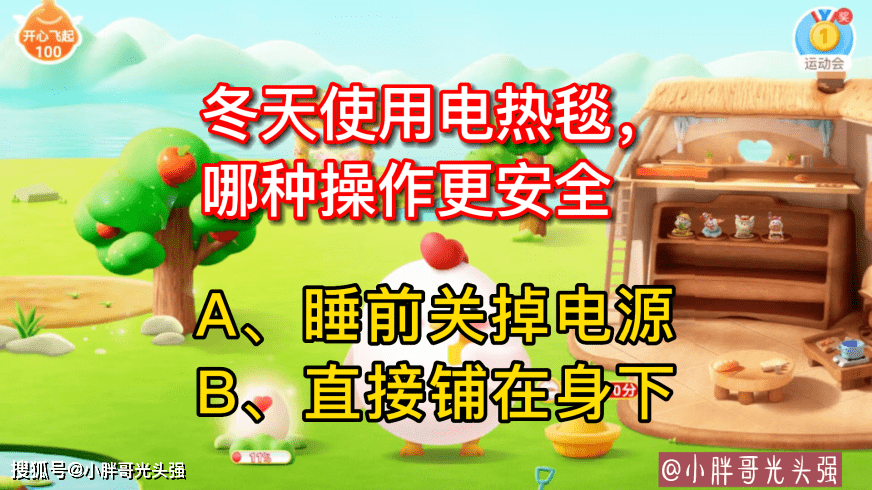 冬天利用电热毯，哪种操做更平安？能间接铺在身下吗？蚂蚁庄园