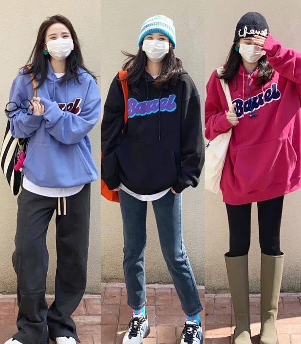 苹果绿宽松版配什么下装:秋天穿这4件卫衣，显瘦又好看