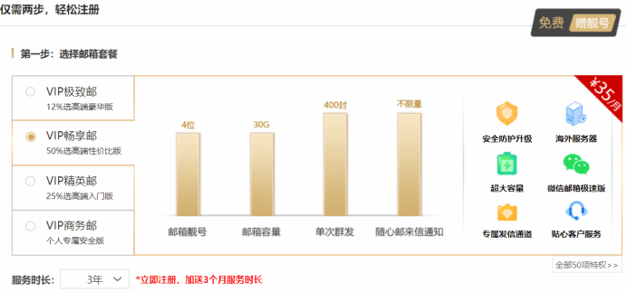 注册邮箱收费吗