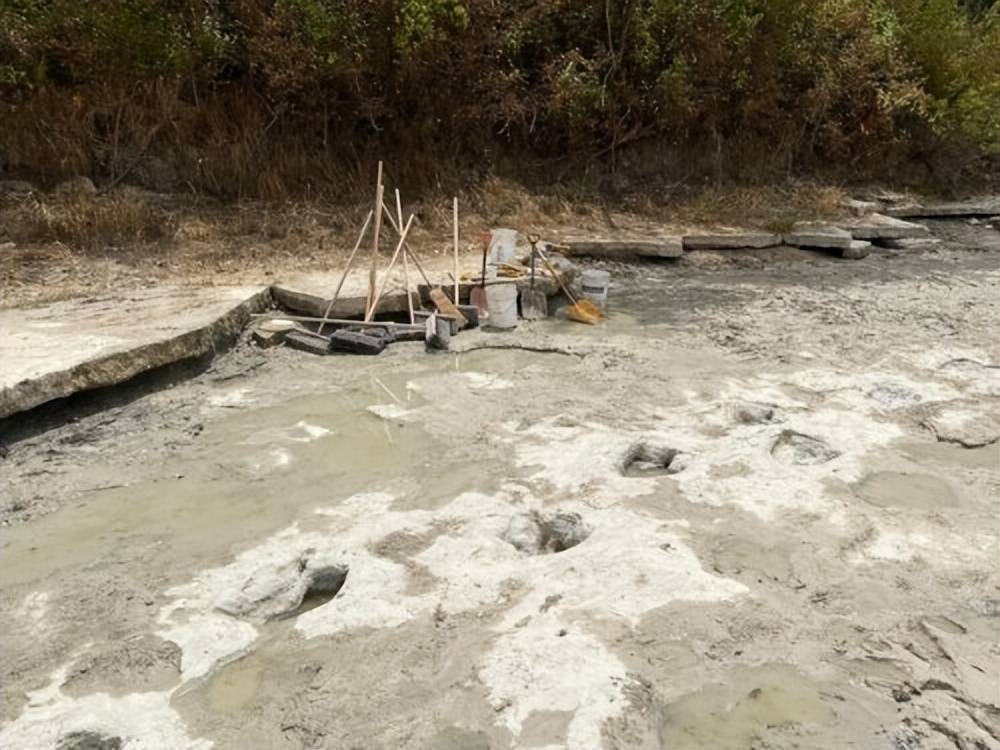 原创美国河流干涸，1亿年前恐龙足迹重现，时间的记忆就此释放