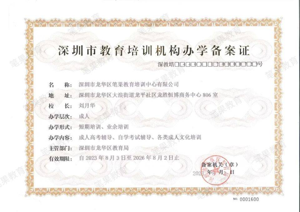 选择具备办学资质的正规教育机构。龙华校区教学点营业执照工商注册信息龙华分校办学许可证成立至今，通过好