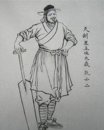 工笔白描手中握有马良笔水泊梁山再聚议手绘一百单八将