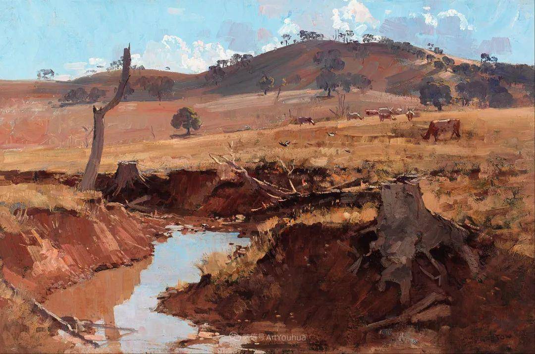 他善于捕捉独特的光影色彩,澳大利亚著名风景画家arthur streeton