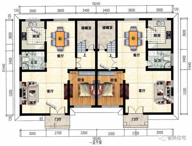 35万可建的农村双拼别墅,第一栋两户共堂屋,设计很漂亮